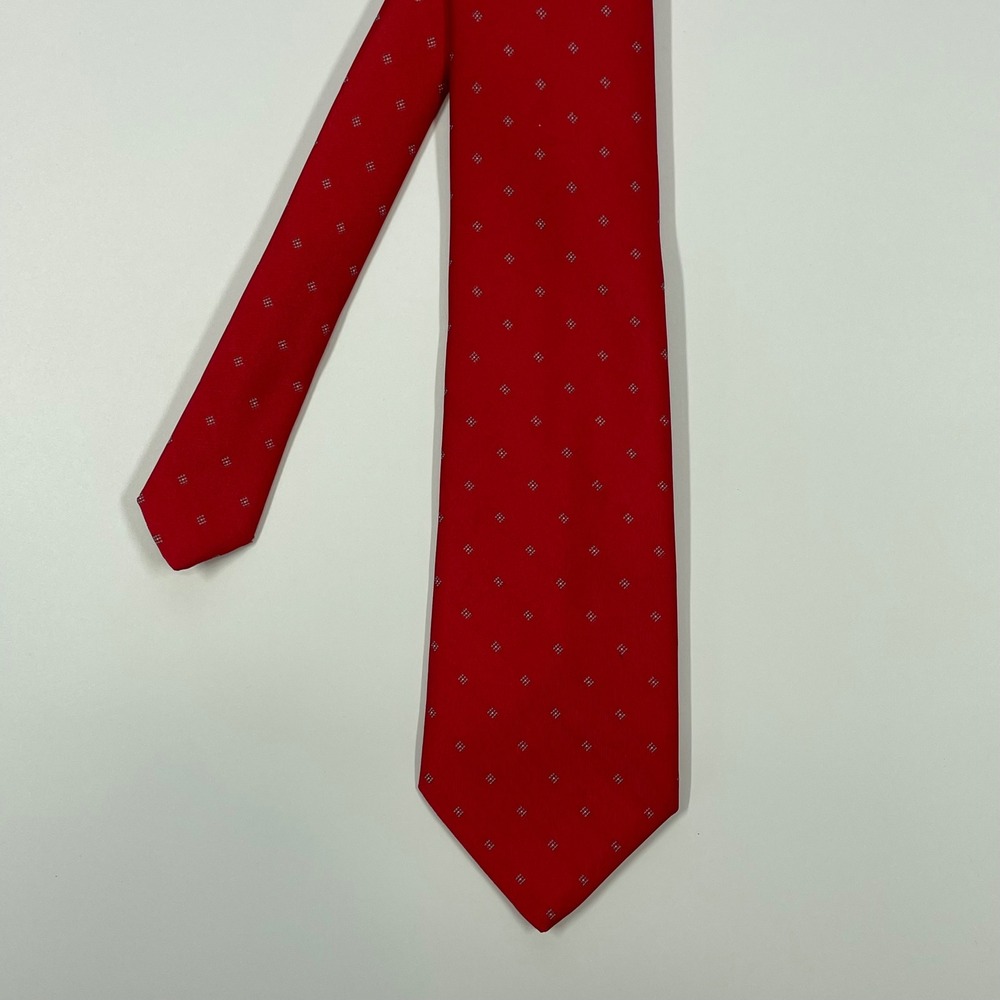 Austin Manor Red Geometric Silk Blend Necktie Mens OS